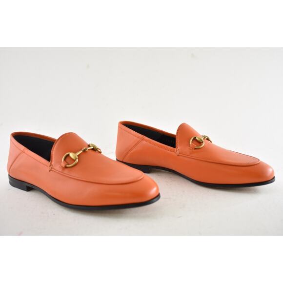 Gucci Brixton Collapsible Deep Orange Leather Horsebit Slipper Flat Loafer 36 - Picture 4 of 16